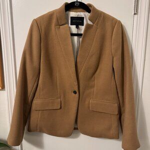 Inverted Collar Cutaway Camel Blazer